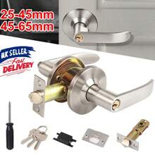 Home Entry Lever Three-Handle Door Lock Set Bathroom Entrance Passage With Key - 25-45mm - View 1