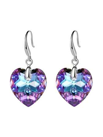 A Pair Of Earrings Ocean Star Love Pendant Earrings Women's Crystal Tourmaline Earrings Heart Shape Rhinestone Earrings Gift Valentines,Mom,Mother,Mother's Day,Gift