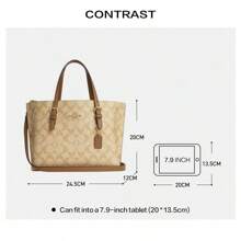 Coach Mollie 25 手提单肩包，经典帆布材质，女士大容量手提包，通勤两用包 C4250 IMNLJ - 卡其色 - 查看 4