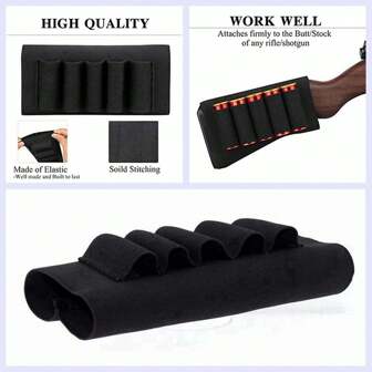 Portador táctico de 5 cartuchos, bolsa portadora de munición de rifle, soporte para portacartuchos para el culata, para cartucho de 5.56, accesorios de caza