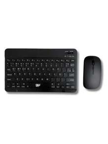 Colorful Rechargeable Wireless Bluetooth Mouse Keyboard Set Kit - Negro - Ver 2