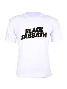 Basic Black  Print Shirt Unisex Short Sleeve - 白色 - 查看 1