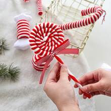NUCHI 1 đồ trang trí Giáng sinh, Đồ trang trí cây thông Noel bằng vải nhung hình cây kẹo, Đồ trang trí Giáng sinh, Đạo cụ phong cách kẹo cho nhiếp ảnh Ins, Giáng sinh - Quả bóng Giáng sinh - Xem 2