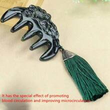 1pc Natural Jade Comb, Hair Massager Hair Comb Tool Jade Comb Jade Massage Tool Scalp Massage Comb Jade Massage Comb, Gift For Women, Suitable For Holiday Party Gifts, Quartz Crystal Gifts. (Complimentary: Gift Box)