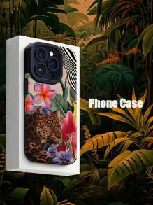 1 Stück neues romantisches Jungle Leopard Muster Handy Hülle aus weichem TPU kompatibel mit iPhone und Samsung Smartphones - Verschiedenfarbig - Übersicht 1