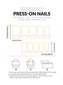 24pcs French Stiletto Nail Kit - Nude And White, Short Square Acrylic False Nails With Jelly Stickers, Easy To Apply - Suitable For Office And Casual Occasions. Nail Art Supplies, Nail Stickers. - Multicolor - View 6