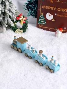1pc 4-Section Wooden Snowman Shaped Train Home Decor, Christmas Tree/Window Display Ornament, Desktop Decoration (Boxed),Christmas - Multicolor - View 6