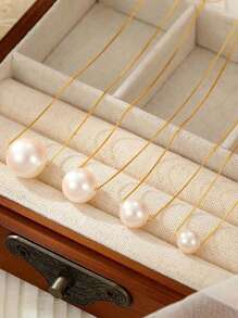 1 szt. Modny naszyjnik z pojedynczą perłą imitującą muszlę ze srebra próby 925 w klasycznym, słodkim stylu, do codziennej dekoracji AYN813