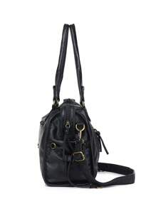 New Women's Handbag, Washed Fabric Tote Bag, Large Capacity, Perfect For Back To School, College, High School, Workplace - Black - View 2