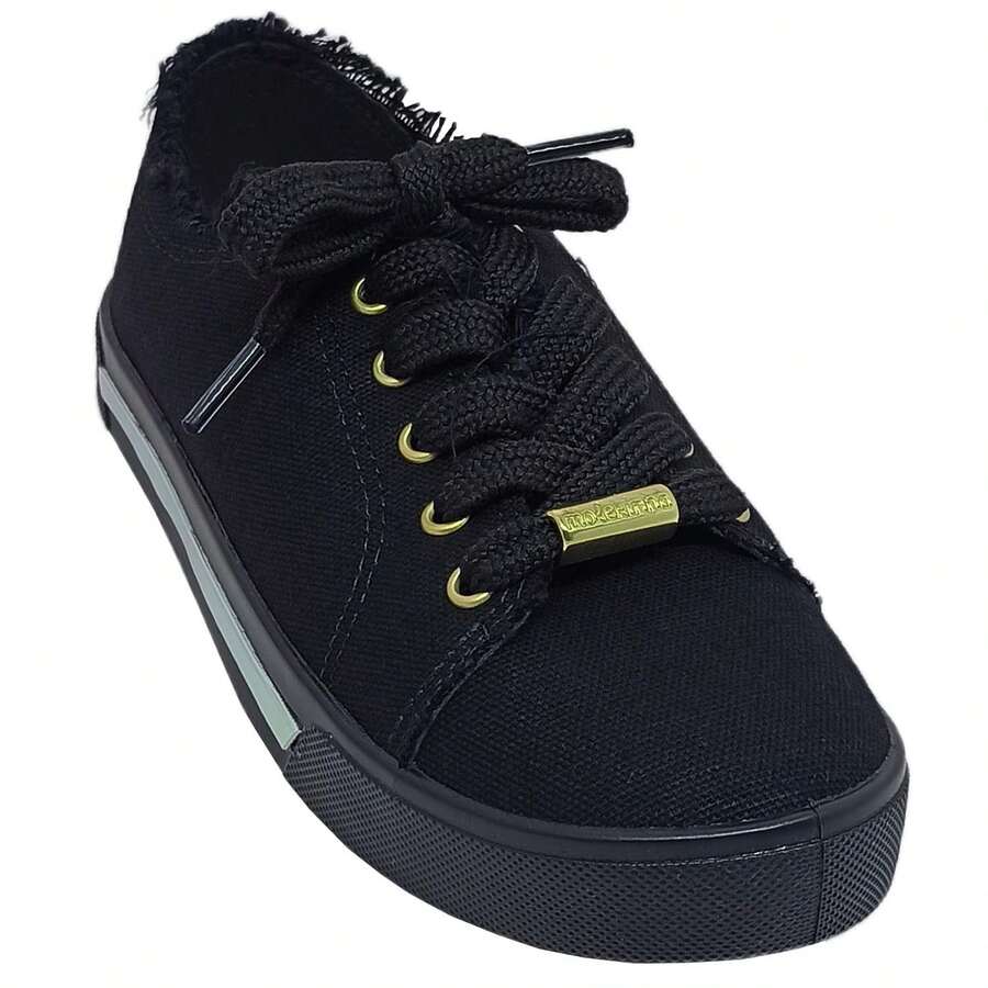 Children's Molekinha Women's Canvas Sider Casual Sneakers - 黑色 - 查看 1