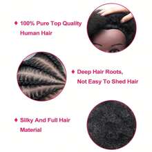 Afro Mannequin Head With Curly Real Hair, With Display Stand For Hairstyling Practice - Black - View 6