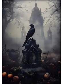 1 件复古黑暗学院哥特式幽灵猫乌鸦海报和印刷品帆布画墙壁艺术万圣节图片适用于房间家居装饰无框架万圣节派对、圣诞节装饰 - 彩色 - 查看 23