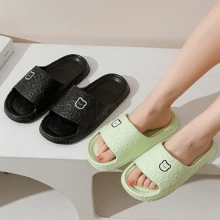 ASHALI 轻质 EVA 卡通熊室内拖鞋，透气男女通用绿色家居拖鞋，休闲户外穿搭情侣一脚蹬 - 綠色 - 查看 4