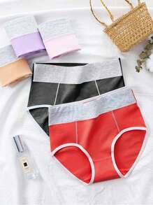 5pcs/Pack Women's Mid-Waist Comfy & Breathable  Briefs - Multicolor - View 2
