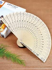 1 件个性化雕花木折扇木制折扇定制婚礼派对礼物装饰新娘送礼会礼物 - 風格3 - 查看 6