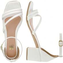 Women's Square Heel Sandal With Straps Closed Back Comfortable Adjustment - Xem 6