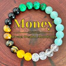 興旺財源、豐盈彈性珠寶手鍊，幸運手鍊，財富禱告念珠，適合作為女士和男士的珠寶手鍊禮物