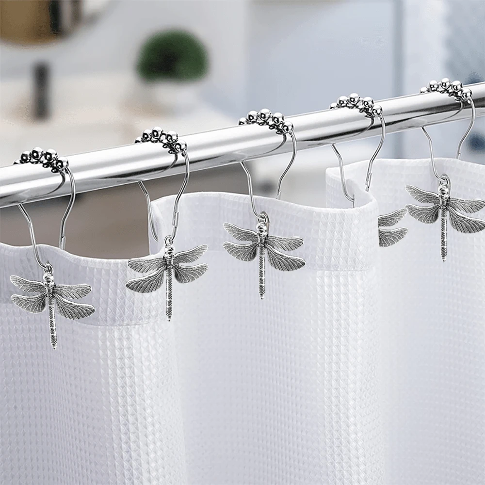12 Pcs Icon Dragonfly Decorative Shower Curtain Hook Rings Heavy Type ...