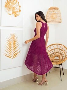 Women Sweater Dresses - 粉紅大麗花 - 查看 2