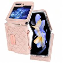 VIETAO Bao da điện thoại di động có khe cắm thẻ đeo chéo họa tiết Argyle thời trang tương thích với Samsung Galaxy Flip 3 4 5 6 dạng ví - Đỏ - Xem 10
