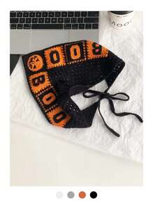 1 件万圣节派对幽灵/蜘蛛网蜘蛛南瓜蝙蝠魔鬼独特成人头带，深色风格钩针编织头带，秋冬装饰性能三角围巾，优雅发饰 - 彩色 - 查看 18