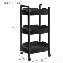 Carrito Organizador de 3 Niveles Bisuling Negro - Negro - Ver 3