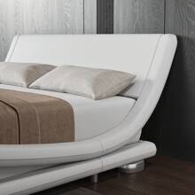 Allewie Full/QueenKing Size Bed Frame With Ergonomic & Adjustable Headboard, Low Profile Modern Upholstered Platform Sleigh Design - Easy Assembly, No Box Spring Required, Black/White/Grey * Bed Frame Queen Queen Bed Frame Bed Frame Full Full Size Bed Frame King Size Bed Frame Twin Bed Frame Room Decor Home Decor Christmas Decor Bedroom Decor Valentine Day Decor Storage Living Room Decor Furniture House Decor - trắng - Xem 3