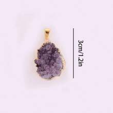 1pc Random Mixed Asymmetrical Purple Crystal Pendant Necklace, Natural Amethyst Gemstone Jewelry - Purple - View 7