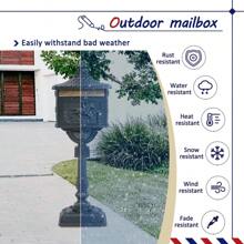 Vintage Mailbox Cast Aluminum Black Mail Box Postal Box Security Heavy Duty - Black - View 3