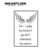 INKARTLINK 革命性技术纹身，半永久纹身，逼真纹身，翅膀，英文短语，触心纹身，临时纹身，假纹身，防水，真实纹身外观，小众设计纹身，水果纹身，植物纹身 - 黑色 - 查看 4