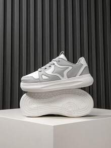 1 Pair Kids' Star PU Lace-Up Design Flat Lightweight Soft Durable Waterproof Casual Sports Shoes, Suitable For All Seasons