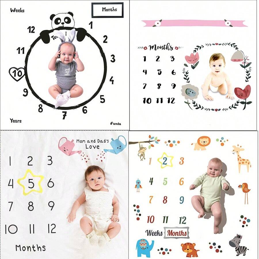 1 tấm chăn đạo cụ chụp ảnh em bé sáng tạo theo tháng, thảm nỉ chụp ảnh trẻ sơ sinh, khung trang trí tiệc mừng em bé, quà tặng tiệc mừng em bé, quà tặng lễ Phục sinh cho bé gái/bé trai - hình dạng - Xem 1