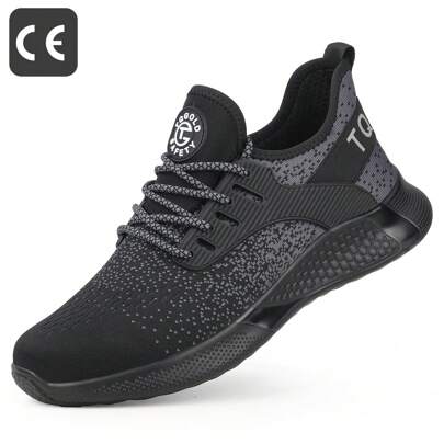 Plus Size Steel Toe Work Shoes For Men, Soft Sole, Anti-Impact, Anti-Puncture, Breathable, Lightweight, Non-Slip, Water-Resistant, Also Available In Extra Small And Extra Large Sizes, Certified