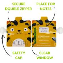 Reusable Food Pouch For Baby & Toddler Puree And Yogurt - Self Standing 5 Oz Refillable Squeeze Pouches With Leak Proof Double Zipper - Animals 6 Pack - Multicolor - View 9