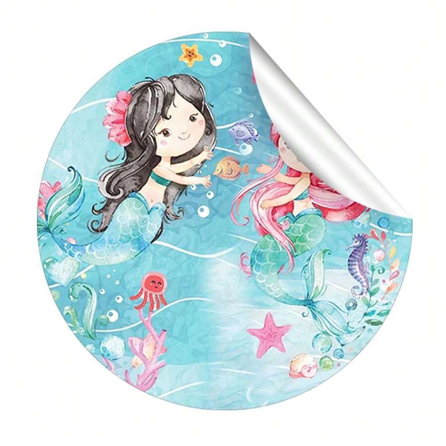 40 Labels Stickers Tags Under The Sea Class Mermaids Girls 3.5cm - 彩色 - 查看 1