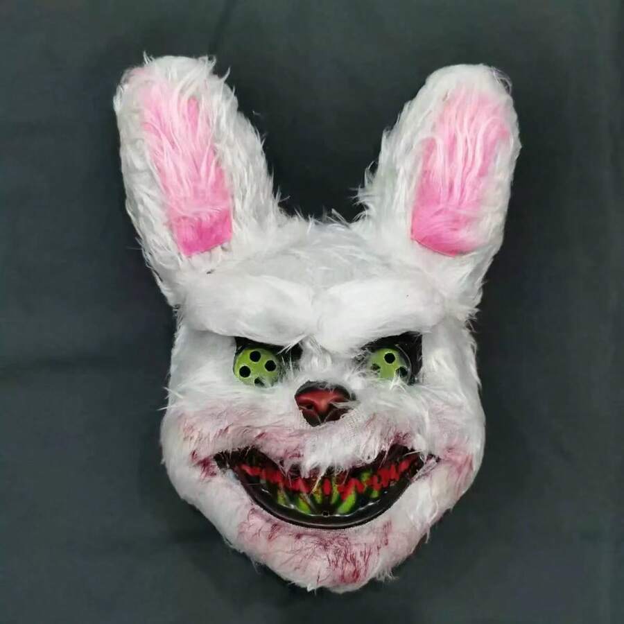 1pc Halloween Rabbit Mask Cosplay Party Prop Plush Bunny Mask, Cute - White - View 1