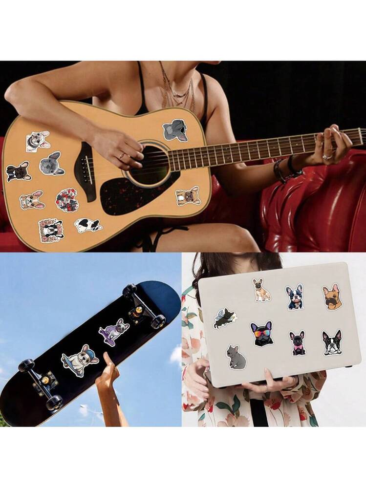 50 Adesivi Di Bulldog Francesi In Vinile: Impermeabili, Per Laptop, Auto, Skateboard, Regalo Bambini