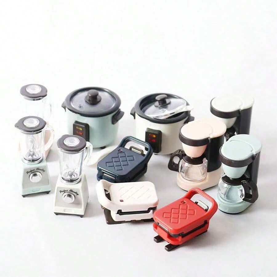 1:12 Scale Miniature Kitchen Appliances Set - Electric Rice Cooker, Juicer, And Coffee Maker, Decorative Accessories For Dollhouse Kitchen - Multicolor - View 1
