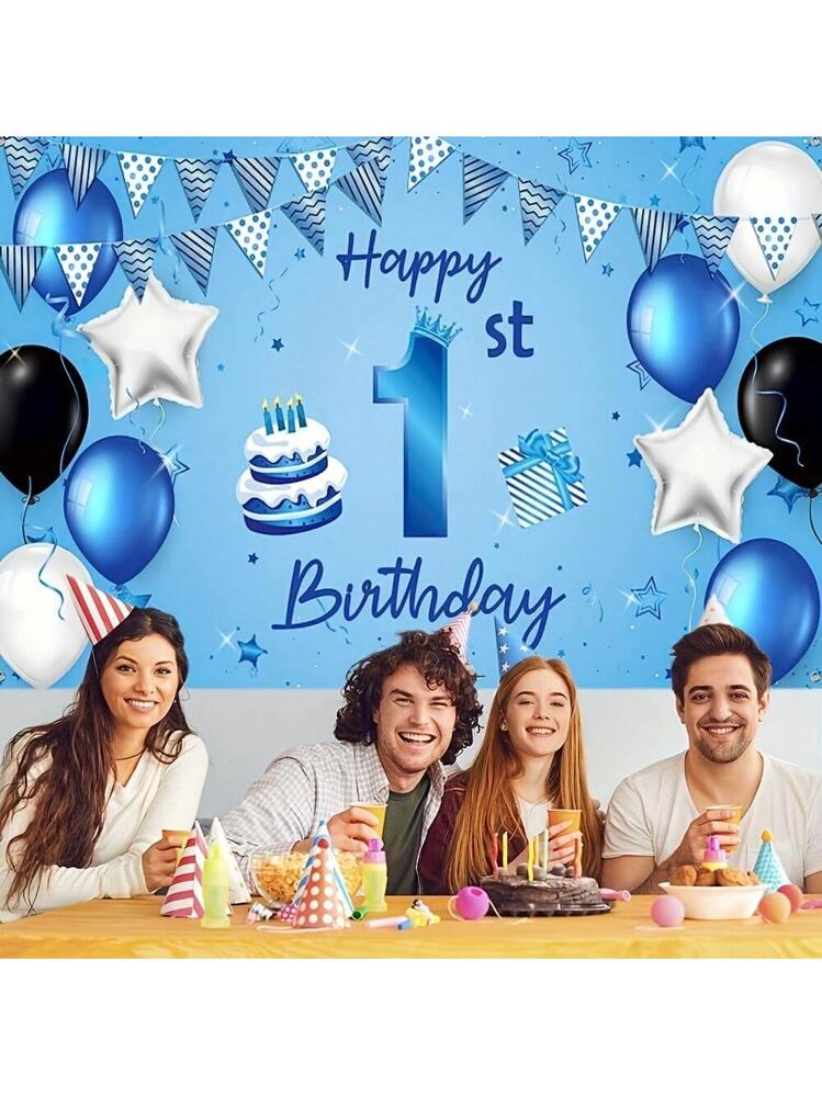 Iridsmole Decorazioni per il 21° compleanno da uomo, striscione blu