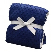 Plush Blanket With Navy Blue Sherpa Dots - Laço Bebê - Màu xanh lam - Xem 2