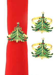 4 Bộ Combo Khăn Ăn Nhẫn Giáng Sinh Cho Bàn Nhà Hàng Trang Trí Giáng Sinh, Cây Giáng Sinh, Ông Già Noel, Nhạc Cụ, Nhẫn Khăn Ăn Cây Giáng Sinh Trên Xe Hơi - Nhiều màu - Xem 3