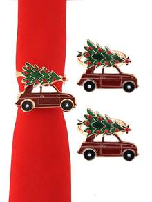 4 Bộ Combo Khăn Ăn Nhẫn Giáng Sinh Cho Bàn Nhà Hàng Trang Trí Giáng Sinh, Cây Giáng Sinh, Ông Già Noel, Nhạc Cụ, Nhẫn Khăn Ăn Cây Giáng Sinh Trên Xe Hơi - Nhiều màu - Xem 4