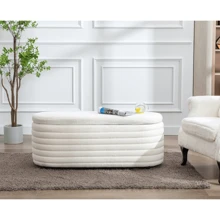 WAHSON OFFICE CHAIRS 1 قطعة مقعد تخزين من الفرو الاصطناعي واتسون قابل للطي، سعة تخزين 120 لتر، مقعد أحذية، أريكة غرفة نوم للمدخل/غرفة المعيشة/غرفة النوم، أسود\بيج - بيج - مشاهدة 7