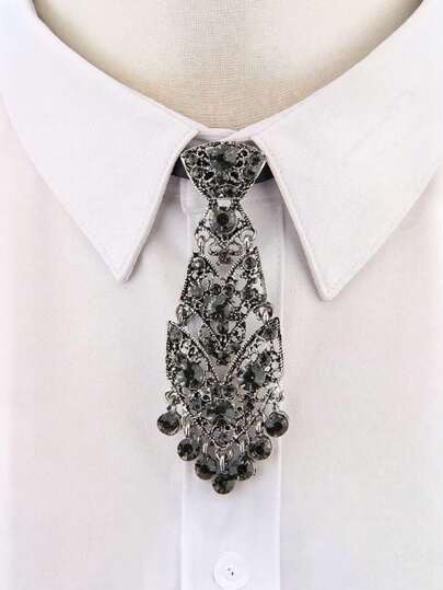 ROMWE Kawaii 1 st diamantinfälld liten slips med diamanter, elegant formell slips för kvinnor, moderiktiga personliga kristallslipsar för allmänt koreanskt vin, bröllop, kort lyxig metallslips för män, accessoarer, fin, moderiktig, unisex-design för formella evenemang - perfekt tillbehör för bröllopsvärdskap, festivalfiranden, banketter och formella evenemang med mera - elegant kristallslips