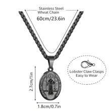 Saint Benedict Necklace For Men  Medal Stainless Steel Saint Benedict Of God Pendant Medallion Holy Saint Benedict Charm - Saint Benedict - View 4