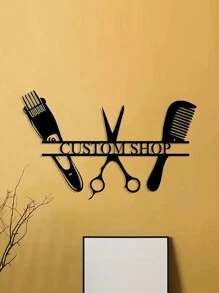 Logotipo de Parede de Metal Vintage Personalizado para Barbearia, Etiqueta de Nome de Barbeiro, Rótulo de Metal Personalizado para Barbearia, Arte de Parede de Metal para Salão de Beleza, Decoração de Parede da Barbearia, Presente para Cabeleireiro, Dia dos Namorados, Decoração do Dia dos Namorados