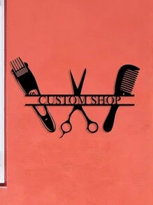 Logotipo de Parede de Metal Vintage Personalizado para Barbearia, Etiqueta de Nome de Barbeiro, Rótulo de Metal Personalizado para Barbearia, Arte de Parede de Metal para Salão de Beleza, Decoração de Parede da Barbearia, Presente para Cabeleireiro, Dia dos Namorados, Decoração do Dia dos Namorados