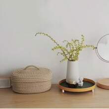 Natural Woven Desktop Storage Box, Simple Handmade Cosmetic, Sundries & Sewing Organizer, Dustproof Japanese Style,Kitchen,Kitchen Accessories,Kitchen Tools,Organiser Kitchen,Makeup Organizer,Wedding Items,Flower Decorations,Home Stuff,Table,Home Decorations,Home Organization And Storage,Room Decor,Room Decor Bedroom,Modern Boho Rope Plant Hangers, Wood Rattan Geometric Baskets, NaturalMix Metal Frame Accents For Coastal Garden Decor - Mocha Brown - View 4