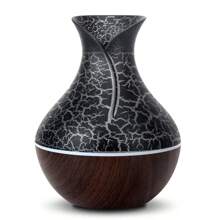 适用于家庭和办公室的木纹加湿器，桌面花瓶形空心裂纹香薰扩散器，带 7 种颜色灯光的空气净化器 - 均碼 - 查看 19