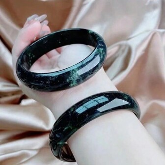 1pc Natural High Magnetic Jade Bracelet, Yaowang Stone Fashion Bracelet, High Quality Gem Crystal Jewelry, All Handmade, Women's Quartz Crystal Wealth Bracelet, Gift For Women, Suitable For Holiday Party Gifts, Quartz Crystal Gifts. (Complimentary: Gift Box)